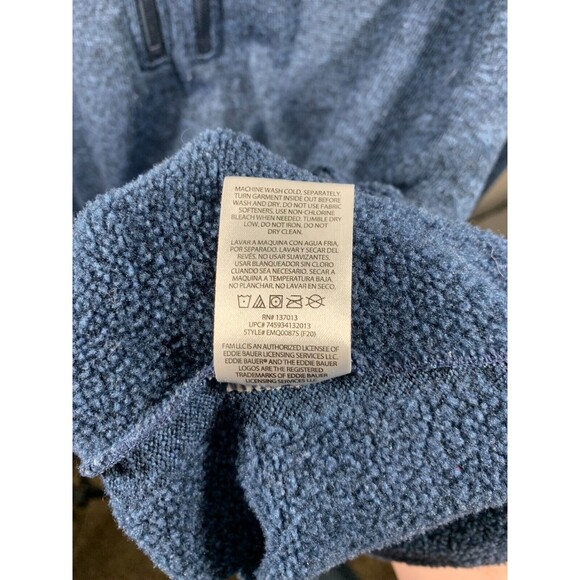 Eddie Bauer XXL 1/4 Zip Cinched Waist Fleece Pull-over Jacket Heathered Blue - Picture 9 of 12